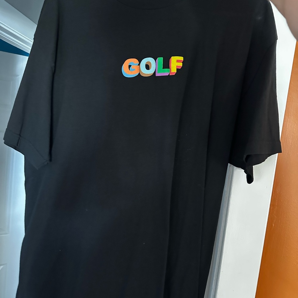 Golf Wang Black Tee with Multicolor Logo